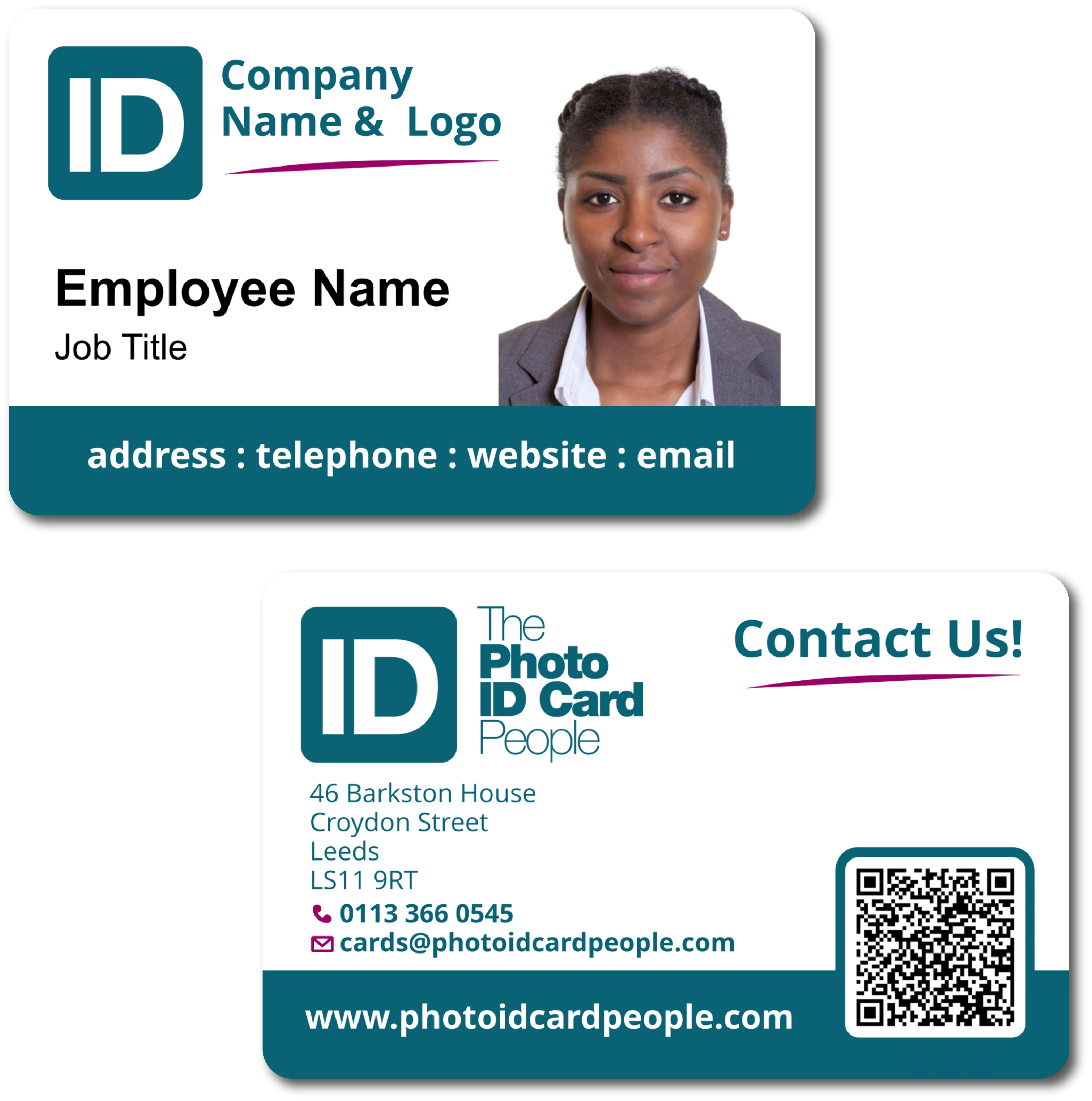 Company ID cards  Make employee plastic photo ID badges in